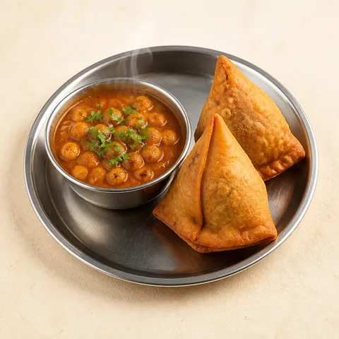 Veg. Samosa mit Chana Masala